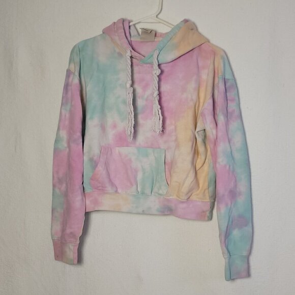 670. Exist Long Sleeve Hoodie Tie Dye Rainbow Colors Sz S - Picture 1 of 6